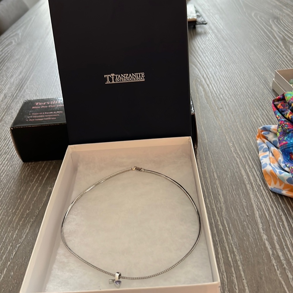 Tanzanite necklace and silver chain